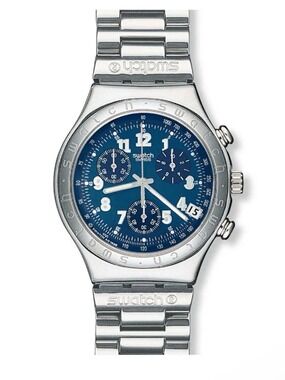 Swatch Blue Dial Stainless Steel Chronograph Watch